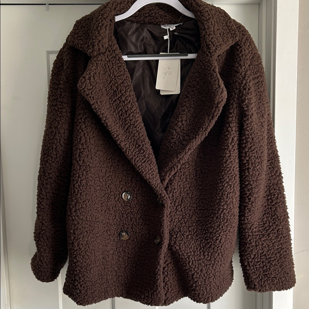 Elegant Brown Teddy Jacket
